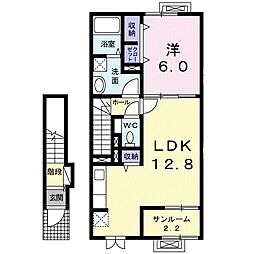 サンリットタウン日高2 1LDKの間取図画像