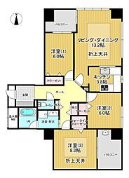 スペリオタワー朝生田 3LDKの間取図画像