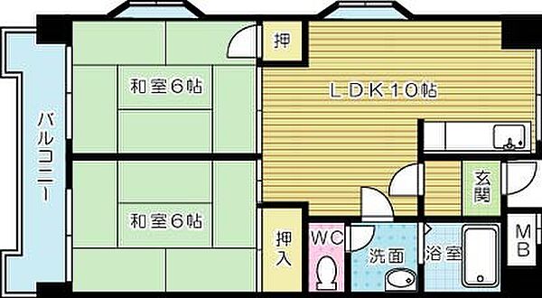 レジデンス鋲賀 501｜福岡県北九州市小倉南区北方２丁目(賃貸マンション2LDK・5階・51.77㎡)の写真 その2