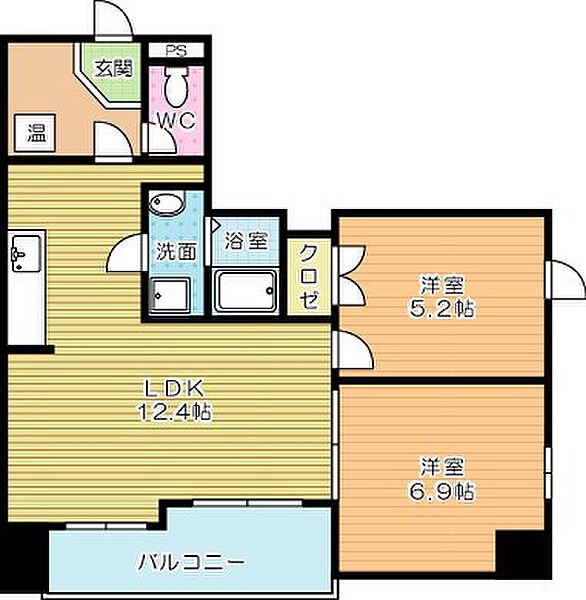 gala小倉（ガーラ小倉） 402｜福岡県北九州市小倉北区馬借１丁目(賃貸マンション2LDK・4階・49.33㎡)の写真 その2