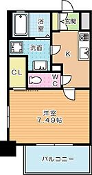 Studie 小倉離宮（スタディ小倉離宮） 9階1Kの間取り