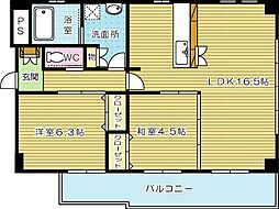 ルネス到津の森 2LDKの間取図画像