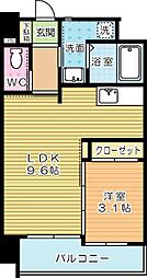 アンテス上到津 1LDKの間取図画像