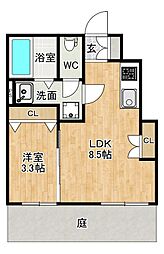 北九州市小倉北区菜園場1丁目アパート 1LDKの間取図画像