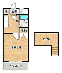 レスト若園 1Kの間取図画像
