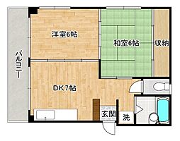 横山ハイツ 2DKの間取図画像