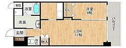プリンス篠崎 1LDKの間取図画像