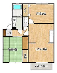 タウンハイツTOEIB棟 2LDKの間取図画像