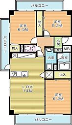 ニューガイア高野 3LDKの間取図画像
