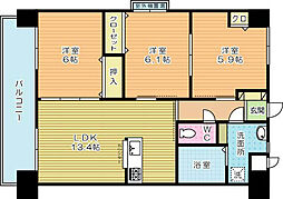 フローラ菜園場 3LDKの間取図画像
