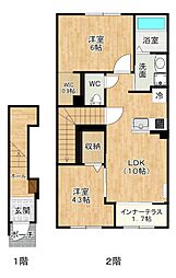 ブドワール 2LDKの間取図画像