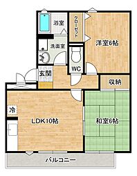 グローリー中村 2LDKの間取図画像