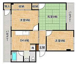 井堀南団地4棟 3DKの間取図画像