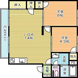 ドムス安部山 2LDKの間取図画像