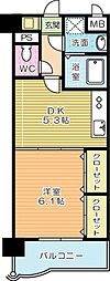 ニューシティアパートメンツ南小倉2 1DKの間取図画像
