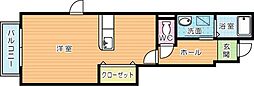 グランデフィC 1Kの間取図画像