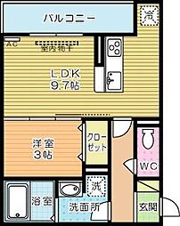 ザ・レジデンスBonjonoWest 1LDKの間取図画像