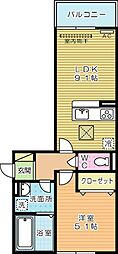 グランドソレイユ小倉北 1LDKの間取図画像