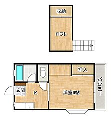 コーポ梓 1Kの間取図画像