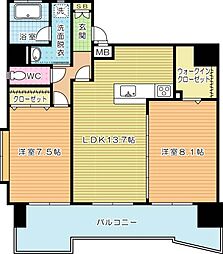 サンシャインプリンセス北九州 2LDKの間取図画像