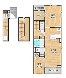 クレストコート みらい 1LDKの間取図画像
