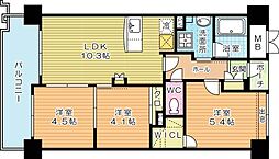オークランドアサート小倉 3LDKの間取図画像