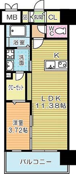 LEGEND　TAKAMI（レジェンド高見）　N棟 204｜福岡県北九州市八幡東区荒生田３丁目(賃貸マンション1LDK・2階・40.37㎡)の写真 その2