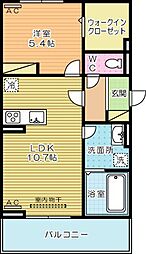 D-room中二十町 3階1LDKの間取り