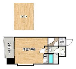 内山第62ビル 9階ワンルームの間取り