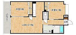 リード大手町 2LDKの間取図画像