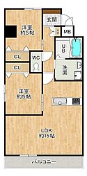Studie8小文字通り 2LDKの間取図画像