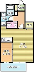 ヴェルデ幸町 1DKの間取図画像