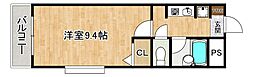 朝日プラザ小倉片野2 1Kの間取図画像