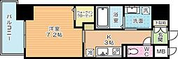 リンデンバウム京町 1Kの間取図画像