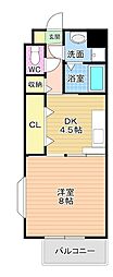 レトロ・ヴィラ1 1DKの間取図画像