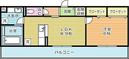 サニーイースト 1LDKの間取図画像