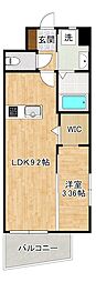 オーヴィジョンクラス浅香通り 1LDKの間取図画像