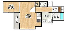 THE NOBLES 戸畑II 1LDKの間取図画像