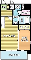 レクオス朋 1DKの間取図画像