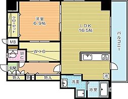 内山神岳ビル 1LDKの間取図画像