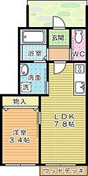 ロデスマン香春口 1LDKの間取図画像