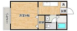 ビーライン中井口 1Kの間取図画像