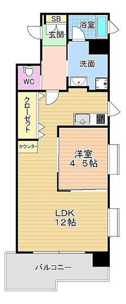 コンプレート金田 1206｜福岡県北九州市小倉北区金田１丁目(賃貸マンション1LDK・12階・43.83㎡)の写真 その2