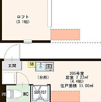 ハーモニーテラスM 205 ｜ 東京都墨田区京島3丁目12-13（賃貸アパート1R・2階・11.00㎡） その2