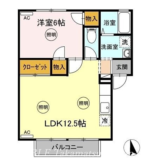 香川県高松市屋島西町(賃貸アパート1LDK・1階・42.63㎡)の写真 その2