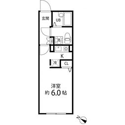 Branche目黒 3階ワンルームの間取り