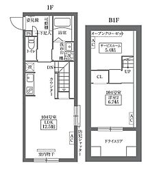 COCOCUBE鵜の木 1SLDKの間取図画像