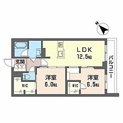フェリシード野沢 2LDKの間取図画像