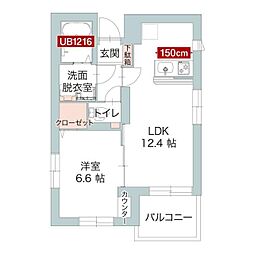 アオテラス目黒 1LDKの間取図画像