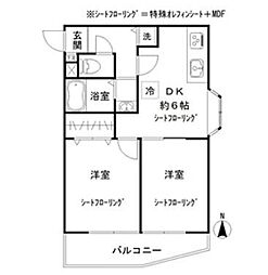 碑文谷メゾン 2DKの間取図画像